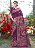 Soft Pure Silk Magenta Traditional Wear Weaving Saree